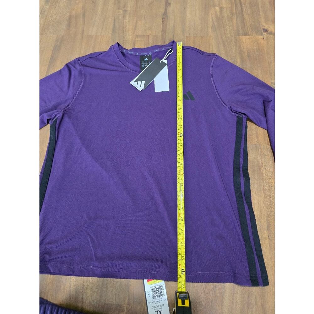Adidas Womans Essentials 3-Stripes Long Sleeve Training Shirt/Feel Cozy Shorts - Picture 4 of 11